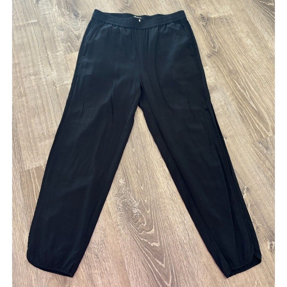 Madewell Womens XS Black Elastic Waist Viscose Tapered Pull On Pants Pockets